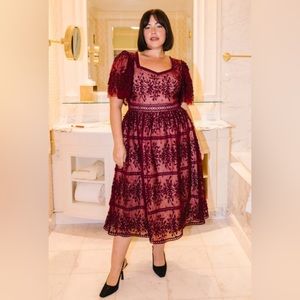 Ivy City Co VENICE DRESS WITH FLUTTER SLEEVES IN WINE